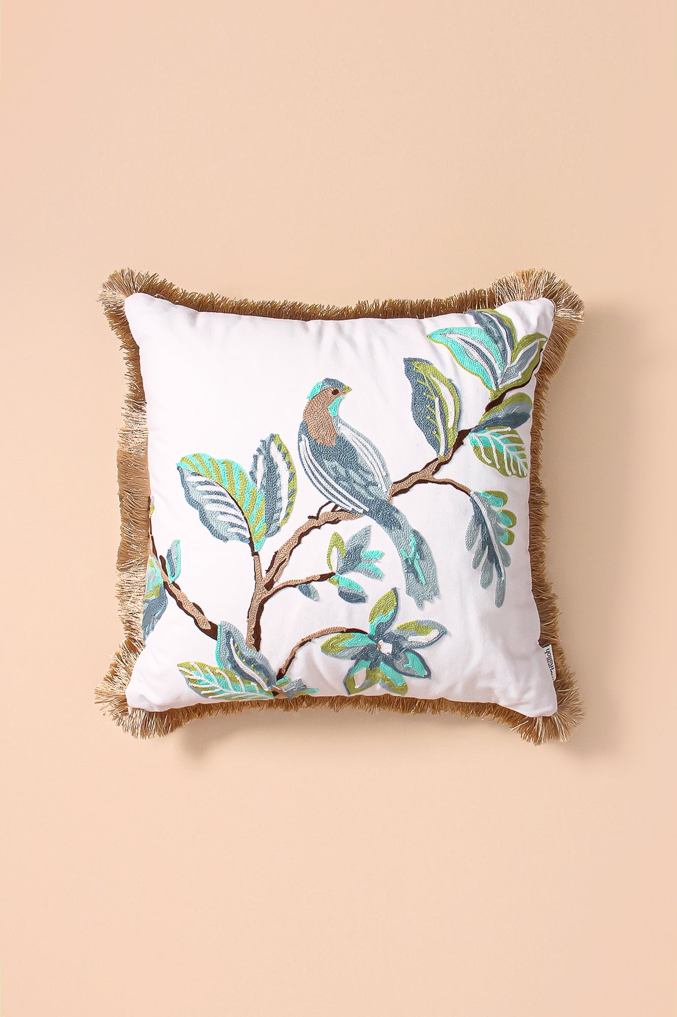 Birds of Paradise Throw Cushion (Embroidered)